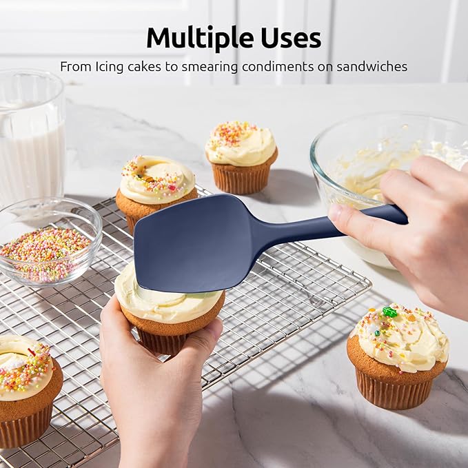 U-Taste Silicone Spoon Spatula Set, 600쨘F High Heat Resistant Food Grade Flexible Rubber Scraper, Cooking Mixing Baking Kitchen Utensils Set of 3 (Multicolors)