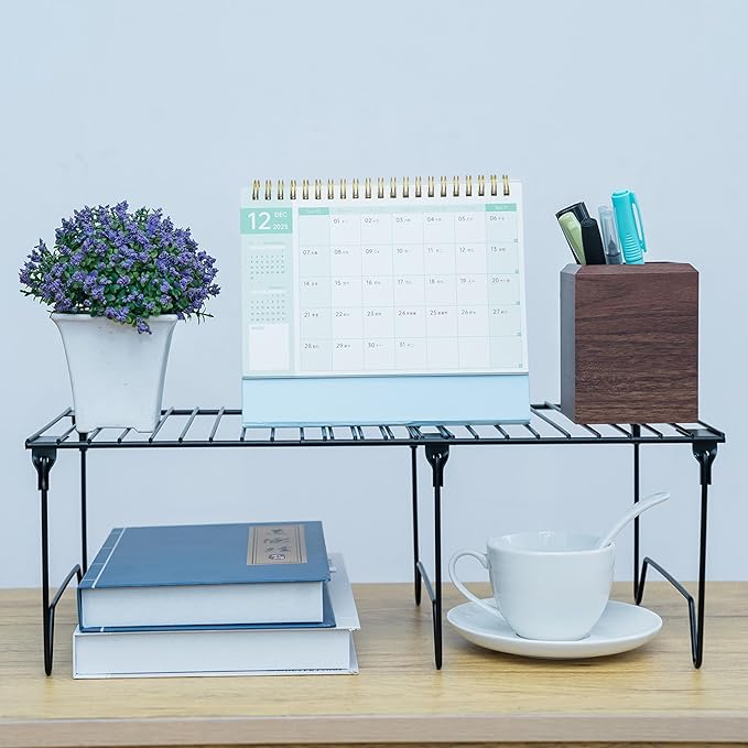 1/2-Piece Set cabinet organizer shelf,kitchen counter shelf,Foldable Pantry Shelf,Plate, Dish,Rustproof Metal Storage Organizer (1, Black)