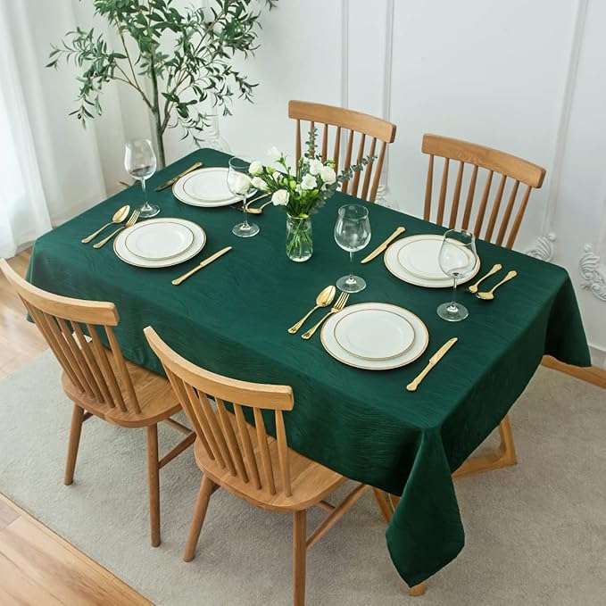maxmill Square Swirl Design Tablecloth Waterproof Spillproof Wrinkle Free Table Cloth, Kitchen Dinning Tabletop Decoration, Fabric Table Cover for Christmas Parties, 52 x 52 Inch, Hunter Green