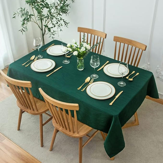maxmill Jacquard Table Cloth Swirl Pattern Spillproof Wrinkle Resistant Water Proof Heavy Weight Soft Tablecloth for Kitchen Dinning Tabletop, Christmas Parties, Rectangle 60 x 104 Inch, Hunter Green