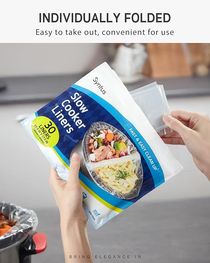 Syntus Crock Pot Liners, 60 Count 10.5" x 17.5" Small Size Slow Cooker Liners Fits 1-3 Quart Pots, Disposable Cooking Bags Suitable for Oval & Round & Retangular Crock Pot