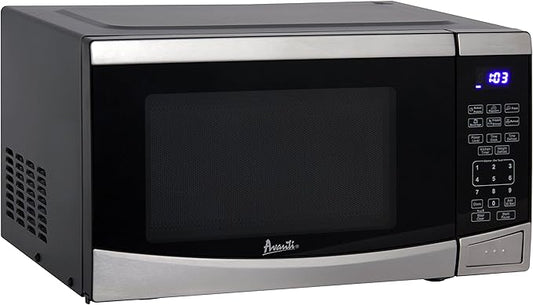 Avanti Microwave Oven 900-Watts Compact with 10 Power Levels and 6 Pre Cooking Settings, Speed Defrost, Electronic Control Panel and Glass Turntable, 0.9-Cu.Ft., Stainless Steel