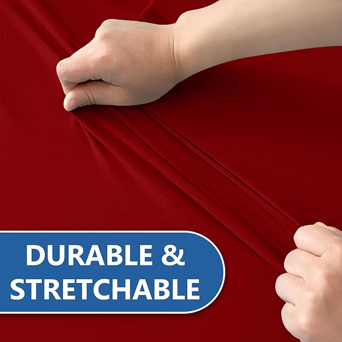 Enjoyidea Spandex Table Cover for 6 Foot Rectangle Tables-6 Pack Fitted Stretch Red Tablecloth-Elastic 6ft Christmas Tablecloths for Party, Vendor Booth Display, Banquet Buffet Event, Craft Trade Show