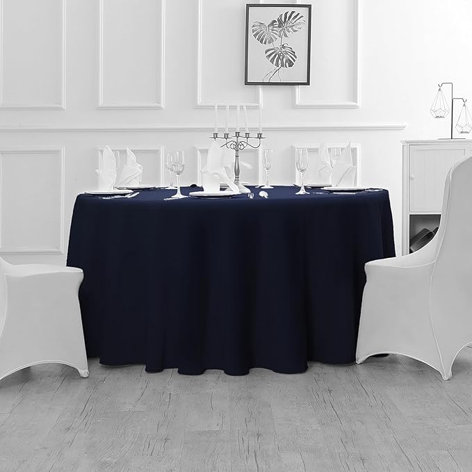 Cupuamon 60 inch Round Tablecloth Washable Polyester Table Cloth Decorative Table Cover for Wedding Party Dining Banquet（60 inch,Navy）