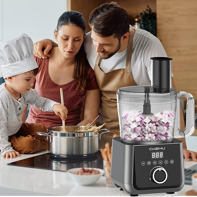 12 Cup Smart Food Processor, Electric Food Chopper Slicer with French-Fry Slicing Shredding Chopping Kneading Cutter, For Meat, Vegetable, Fries, Cheese, Meat & Veggie Prep, Puree