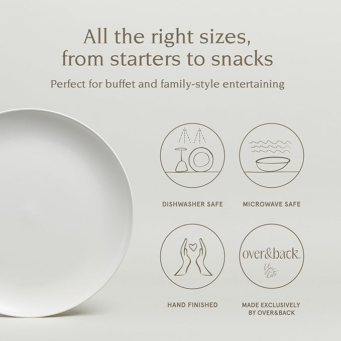 over&back Coupe Stoneware Serving Platter - Elegant 1-Piece Round Serving Platter to Complete Your Kitchen Set - 13.1" x 13.1" - Semi-Matte White