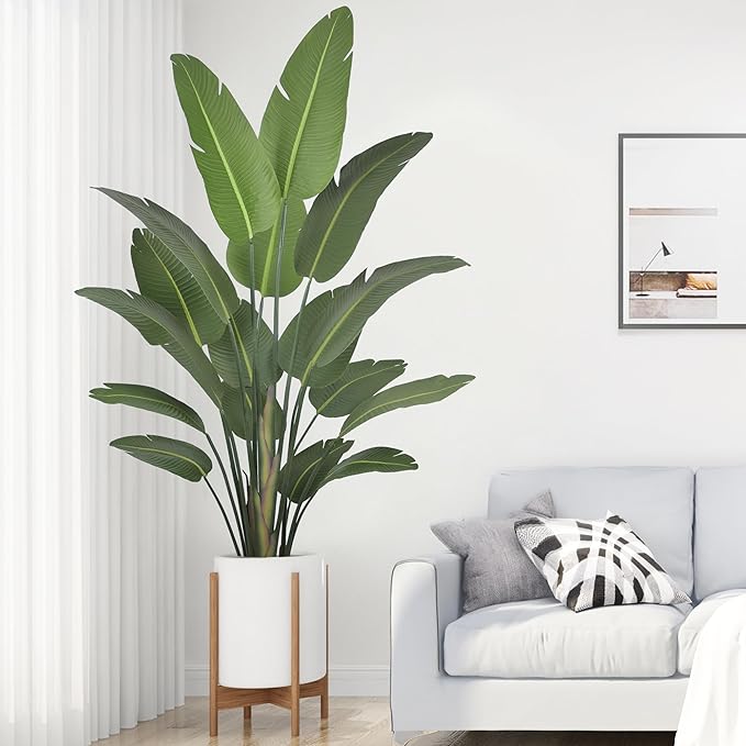 Bird of Paradise Artificial Plant 8FT, Tall Artificial Plants Indoor with 17 Realistic Leaves and Large Trunks, Faux Tropical Trees with Pot for Home Living Room Office Indoor Decor