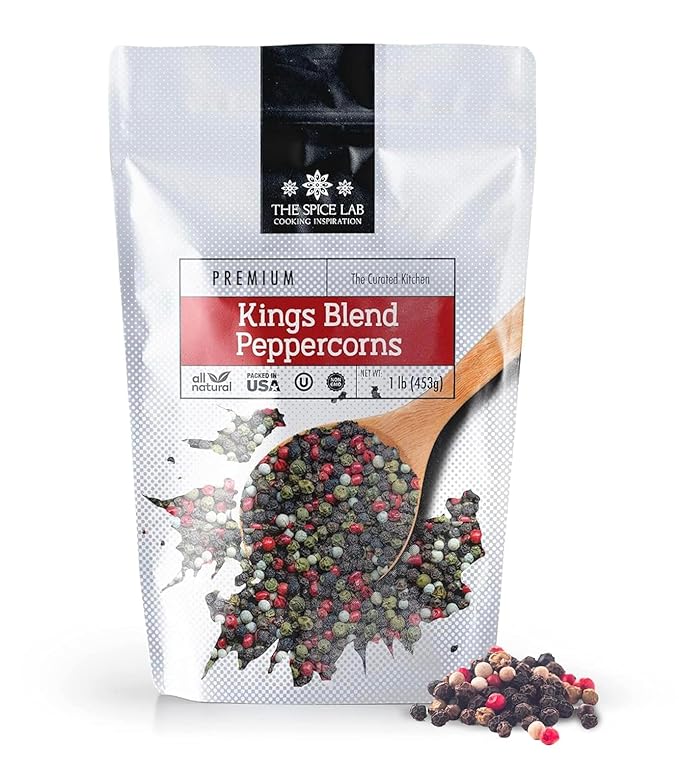 The Spice Lab Rainbow Peppercorns - Mixed Peppercorns Whole ??1 Pound Resealable Bag - Kings Peppercorn Medley - All Natural OU Kosher Gluten Free - Rainbow Peppercorns For Grinder Refill