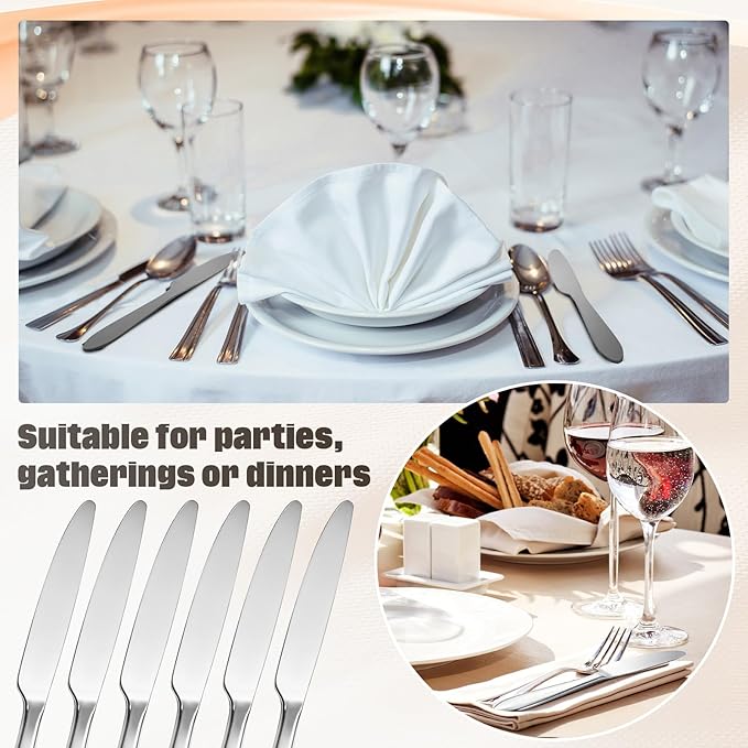 Nuenen 300 Pcs Dinner Knives Set 8.4 Inches Serrated Table Knives Durable Stainless Steel Butter Steak Silverware Bulk for Home, Restaurant, Kitchen, Dishwasher Safe and Mirror Polished