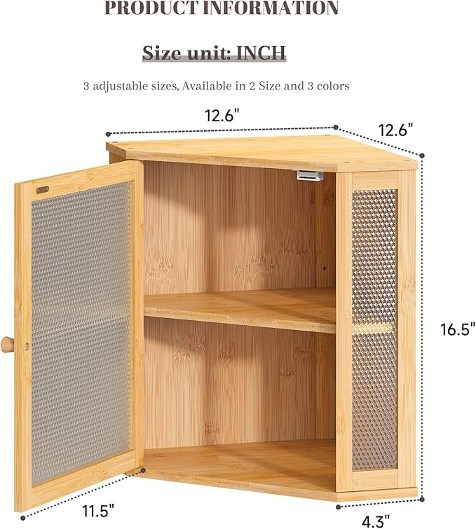 Corner Bread Box Kitchen Countertop Extra Large Capacity Farmhouse Bread Box, Corner Countertop Storage, Double Layer Bread Holder (Natural, Extra Large)
