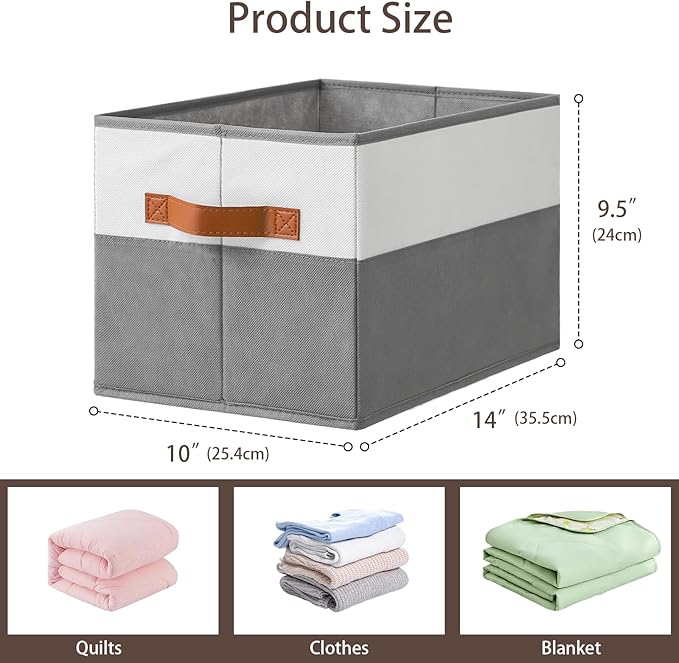 Euct 4 Pack Large Storage Bins with Handle,Collapsible Storage Basket for Shelves,Fabric Closet Organizer for Organizing Clothes Blanket,Decorative Dorm Organizers and Storage