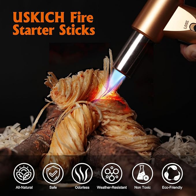 USKICH 150Pcs Fire Starter - Natural Fire Starters for Campfires,Fireplace, Pellet Stove & Wood, Fire Pit, Smoker, BBQ, Chimney, Pizza Oven - Fire Starters for Grill, Charcoal Starter