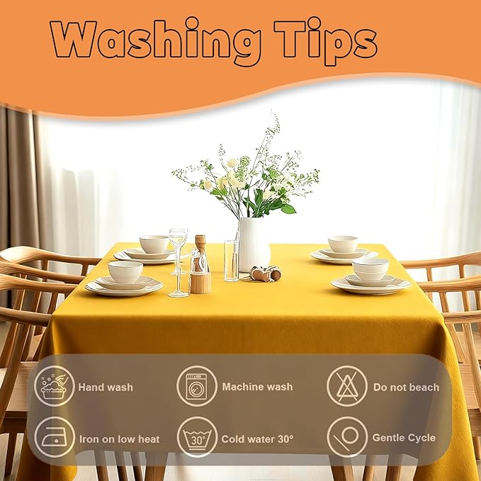 TWINPRET Rectangle Tablecloth 60 x 84 Inch, Glod Waterproof Washable Polyester Table Cloth - Stain & Oil Resistant Rectangular Table Cover for Banquet & Party (Fits 4 Foot Tables) [2 Pack]