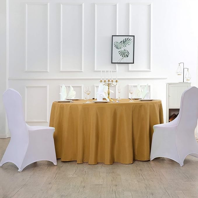 Cupuamon 90 inch Round Tablecloth Washable Polyester Table Cloth Decorative Table Cover for Wedding Party Dining Banquet（90 inch,Gold）