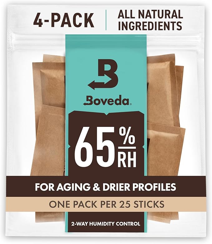 Boveda 65% Two-Way Humidity Control Packs For Aging & Long-Term Storage in Plastic & Wood Boxes ??Size 60 ??4 Pack ??Moisture Absorbers ??Humidifier Packs ??Hydration Packets in Resealable Bag