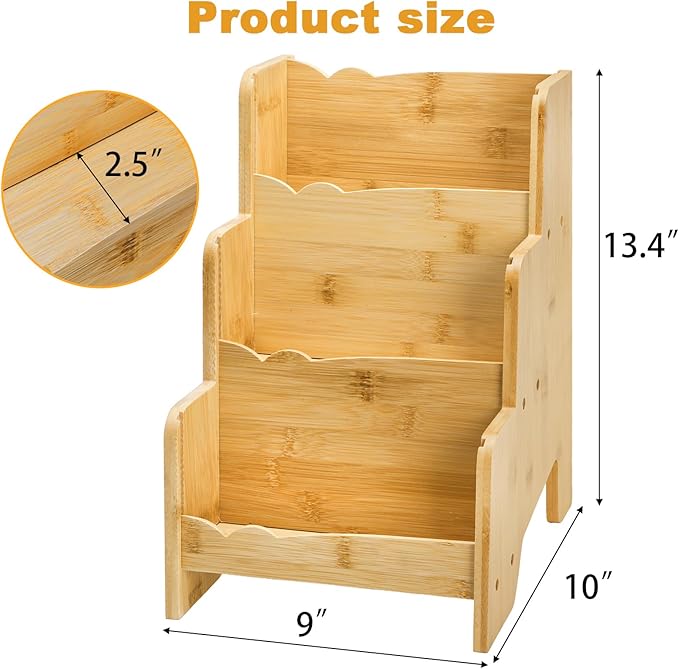Jucoan 3-Tier Bamboo Spices Rack Organizer for Kitchen Countertop, Tiered Spice Rack for Pantry Cabinet Hold 12 Spices Jars, Space Saving Compact