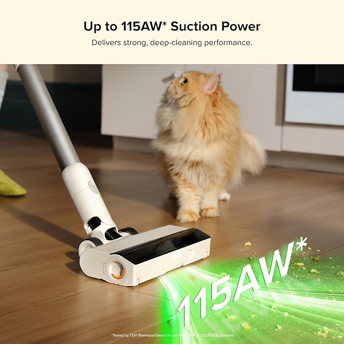 roborock H60 Hub Cordless Stick Vacuum Cleaner with Auto-Empty Dock, 115AW Suction for Carpets and Hard Floors, Vacuum Cleaners with 60-Min Runtime, Anti-Tangle Brush, 140째 Green LED Dust Detection
