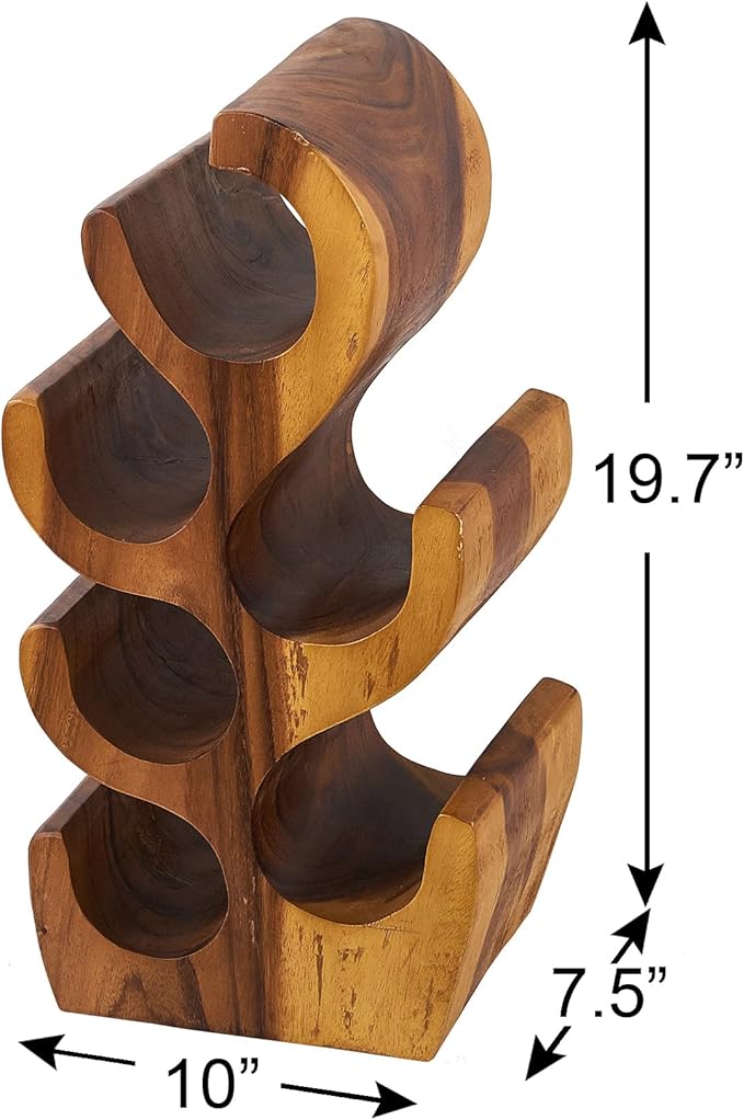 6 Bottle Wood Brown Wine Rack Tabletop Cabinet 19.7" Height Handmade Rustic Wooden Wine Rack Countertop Bottle Holder Stand Kitchen Cellar Storage Home Bar Corner Home Christmas Decor