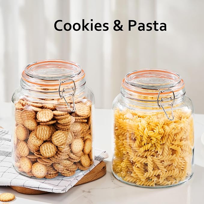 0.6 Gallon Glass Storage Jar with Lid, Wide Mouth Glass Canister for Storing Food in Pantry and Fermenting, Set of 2