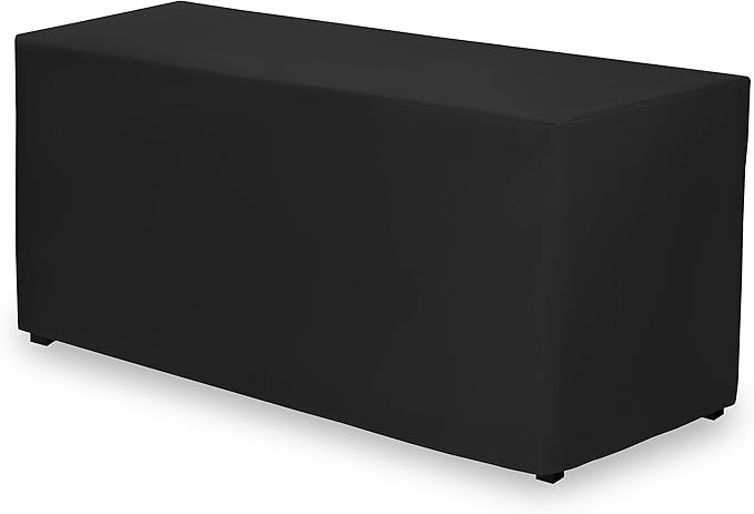 Gee Di Moda Fitted Tablecloth - 72 x 30 Inch Black Floor-Length Fitted Table Cloth for 6 Foot Rectangle Table, Heavy Duty Washable Fabric for Parties, Dinner, Weddings, Baby Shower & Trade Show