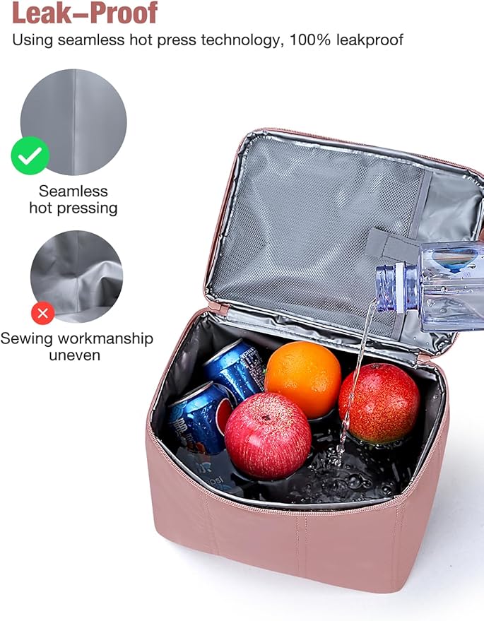 Vuudh Insulated Lunch Bags for Women, Quilted Lunch Box, Lightweight Puffy Padded Waterproof Lunch Tote, Reusable Lunch Cooler bag for Work Picnic Travel