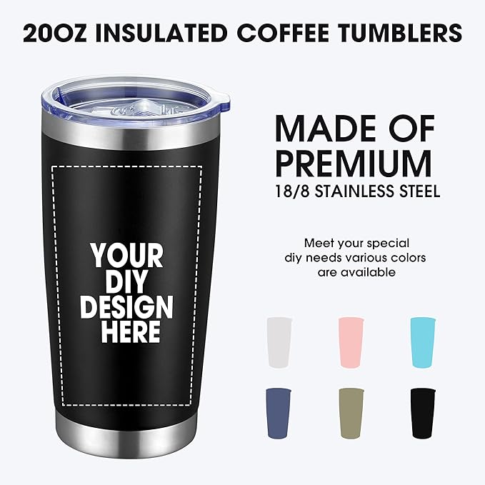 SMLIXE Personalized Coffee Tumbler Print in USA 20oz Stainless Steel Double Wall Insulated Coffee Cup With Text Photo Logo