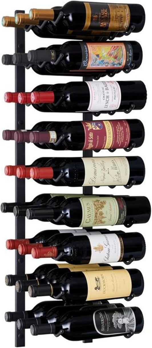 Wine Enthusiast N'FINITY 27 Bottle Wall Mounted Metal Wine Rack ??Label Forward Wine Rack with Easy Installation - 3' Tall, 3 Column Deep (Black)