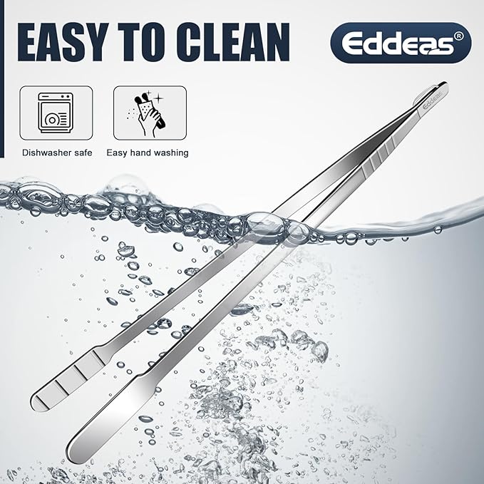 16 Inch long Kitchen Tweezers - 2 Pack large Tweezer Tongs for Cooking, Heavy Duty Stainless Steel Heat Resistant 600째F Food tweezers, Dishwasher safe