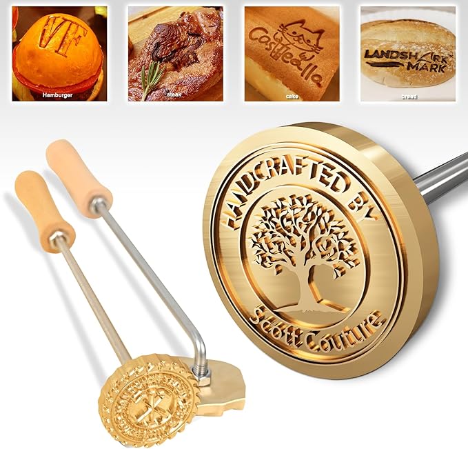 Custom Branding Iron for Burger - Personalized Branding Iron for Food, Create Your Unique Logo Metal Stamp for Meat BBQ Grilling, Burger Stamp for Bread, Culinary Lovers Burning Tools Gifts