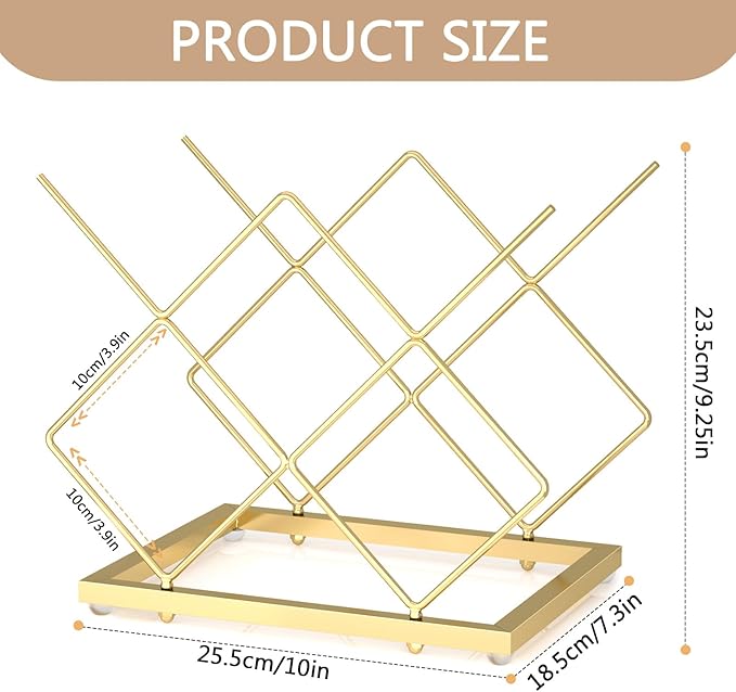 Urban Deco Gold Wine Rack Small Countertop for Cabinets ??5 Wine Holder Countertop Stylish and Compact Small Wine Racks