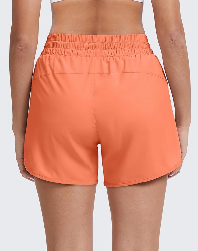 Women's 5" Running Shorts Quick Dry Sporty Athletic Gym Workout Shorts with Zipper Pockets Liner