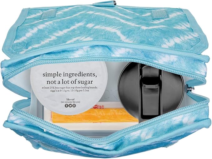 PackIt짰 Freezable Lunch Bag, Aqua Tie Dye, Built with EcoFreeze짰 Technology, Foldable, Reusable, Zip and Velcro Closure with Buckle Handle, Designed for Work Lunch and Fresh Lunch On the Go
