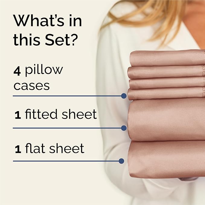King 6 Piece Sheet Set - Cooling & Breathable Bed Sheets - Hotel Luxury Bed Sheets for Women, Men, Kids & Teens - Comfy Bedding with Deep Pockets & Easy Fit - Soft and Wrinkle Free - King Mauve Sheets