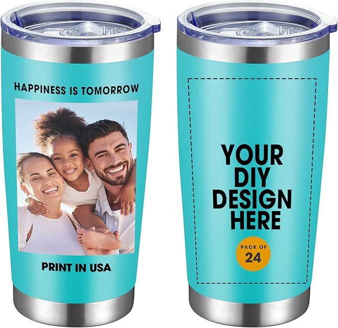 SMLIXE Personalized Coffee Tumbler Print in USA 20oz Stainless Steel Double Wall Insulated Coffee Cup With Text Photo Logo