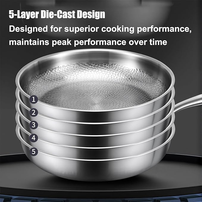 Titanium Hammered Pan Pro, 2025 New Multifunctional Ultra-Durable Scratch-Resistant Non Stick, Even Heating For Cooking
