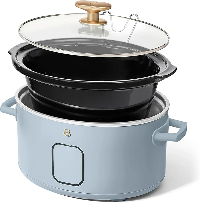 Beautiful 6 Quart Programmable Slow Cooker, 5 Cooking Presets, Digital Countdown Timer, Dishwasher Safe Parts by Drew Barrymore (Cornflower Blue)
