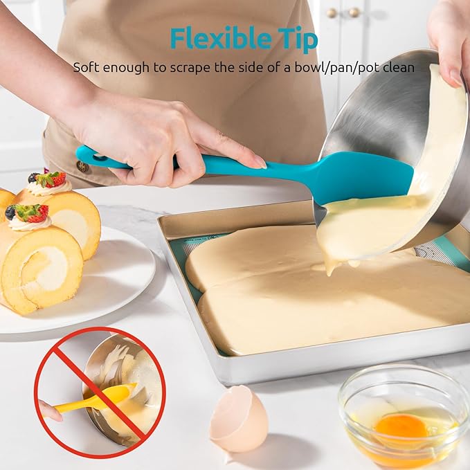 U-Taste Silicone Spoon Spatula Set, 600쨘F High Heat Resistant Food Grade Flexible Rubber Scraper, Cooking Mixing Baking Kitchen Utensils Set of 3 (Marrs Green)
