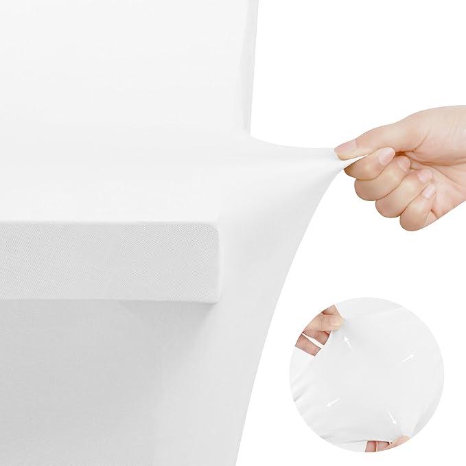 Utopia Kitchen Spandex Tablecloth 2 Pack [6FT, White] Tight, Fitted, Washable and Wrinkle Resistant Stretch Table Cloth Rectangle Cover for Trade Show, Weddings & Parties [72Lx30Wx30H Inch]