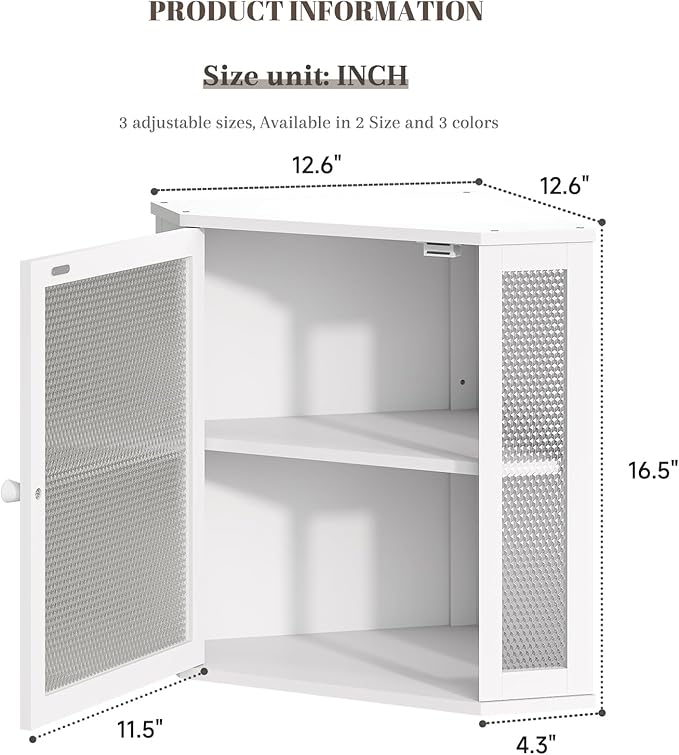 Corner Bread Box Kitchen Countertop Extra Large Capacity Farmhouse Bread Box, Corner Countertop Storage, Double Layer Bread Holder (White, Extra Large)