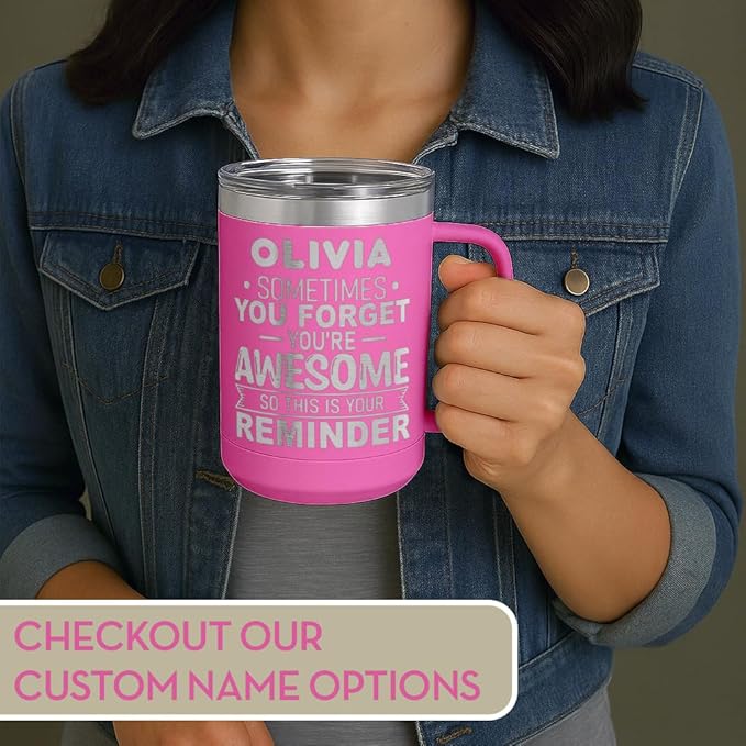 Spotted Dog Company Inspirational Travel Coffee Mug, Inspirational Gifts for Men Dad Father Wife Sister Women, Birthday For Him Her, You?셱e Awesome Tumbler, Teacher Coworker Gifts 15oz Pink