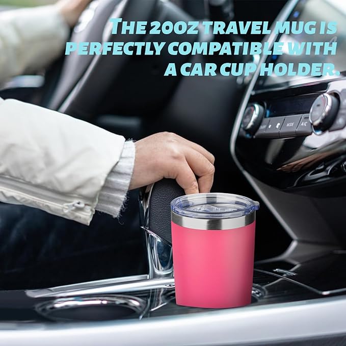 ATIKZHE 20oz Tumbler with Straw and Brush, Stainless Steel Vacuum Insulated tumbler, Double Wall Insulated Coffee Tumbler for Outdoor, Home, Travel,Office (Peach,1pcs)