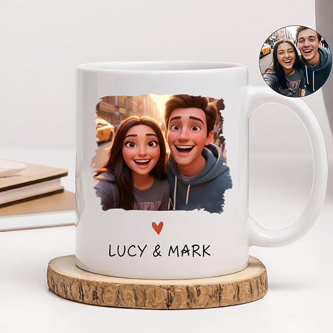 Custom Photo Coffee Mugs, Personalized Cartoon Portrait Mug From Photo, Personalized Mugs Couple With Multiple Styles Colors, Gifts Valentine Wedding Birthday Husband, Her, Him, Women 3