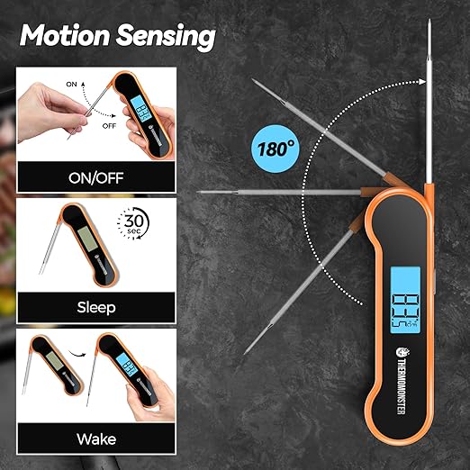 0.5 Sec Instant Read Meat Thermometer Digital with 짹0.5??Precision, Food Thermometer for Cooking Kitchen Gadgets, Oven Grill Candy BBQ Essentials Accessories, Gifts for Him Dad Men Birthday, Orange