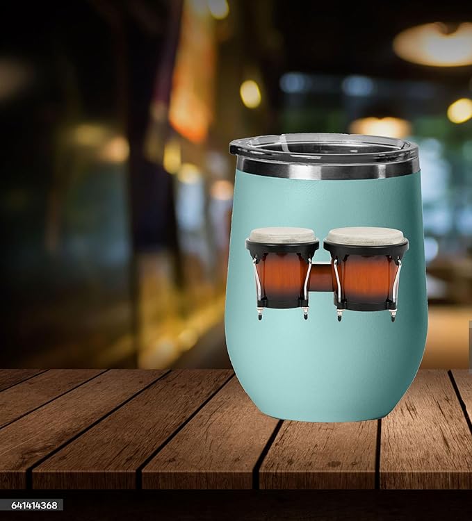 Bongos Wine Tumbler, Bongos Gift, 12oz Stainless Steel Wine Tumbler, Gifts For Him, For Her, For Boys, For Girls, Birthday, Christmas Gift idea (Teal)
