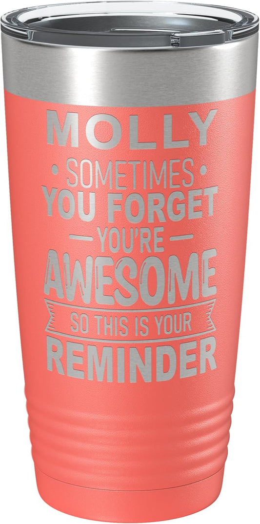 Personalized Inspirational Tumbler, Inspirational Gifts for Men Dad Father Wife Sister Women, Custom Birthday For Him Her, Customized You?셱e Awesome Tumbler, Teacher Coworker Gifts 20oz Coral