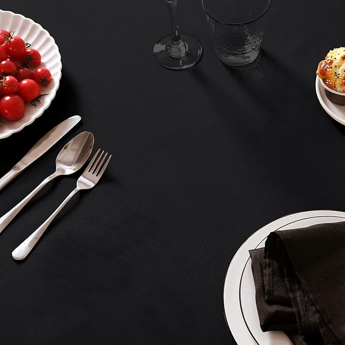 6 Pack Black Tablecloth 90 x 156 Inch Table Cloth for 8 Foot Rectangle Tables, Wrinkle Resistant Washable Polyester Fabric Table Covers for Party, Wedding,Dining,and Banquet