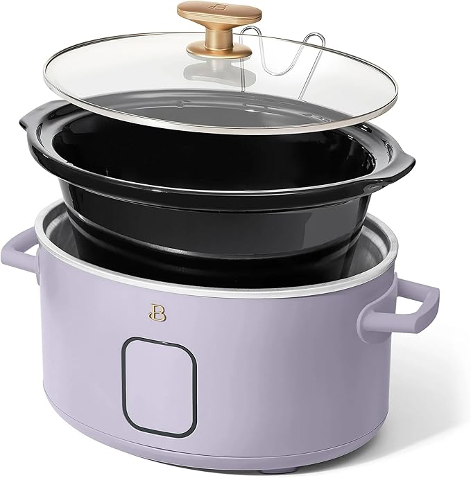 Beautiful 6 Quart Programmable Slow Cooker, 5 Cooking Presets, Digital Countdown Timer, Dishwasher Safe Parts by Drew Barrymore (Lavender)