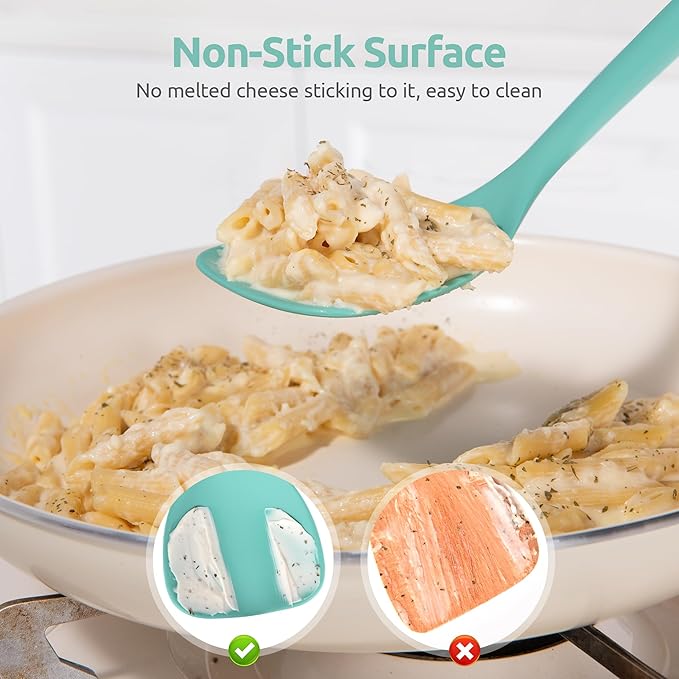 U-Taste 600쨘F Heat Resistant Wok Spatula: 13.76" Long, 3.63" Wide Silicone Cooking Utensils with Flexible Edge & Sturdy Core, for Kitchen Stir Fry, Serving, Scoop, Non-Stick Pan, Cast Iron (Aqua Sky)