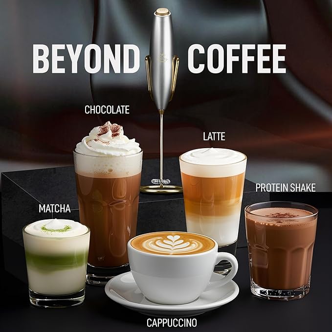 Zulay Kitchen Executive Series Luxury Gift Milk Frother with 4 Duracell Batteries ??Handheld Electric Foam Maker for Coffee, Lattes & Hot Chocolate ??Deluxe Finish, Ultimate Gift for Coffee Lovers