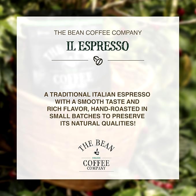 The Bean Organic Coffee Company Il Espresso, Classic Dark Roast, Ground Coffee, 16-Ounce Bags (Pack of 2), Caf챕 molido tostado org찼nico